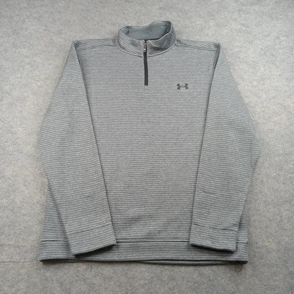 Under Armour Mens Large Sweater Gray‎ UA Storm Fleece Golf Quarter Zip Pullover